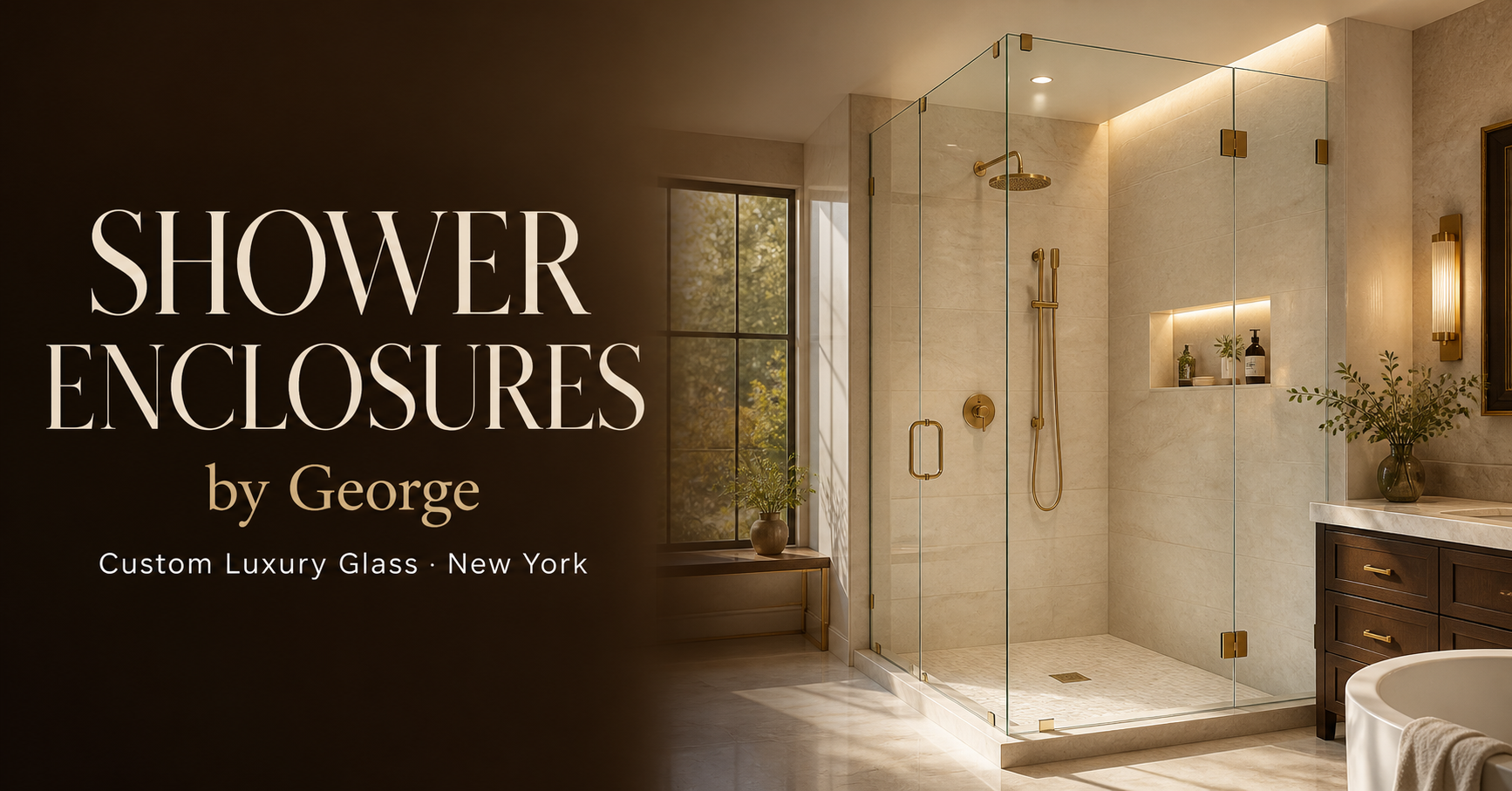 Luxury custom glass shower enclosure by Shower Enclosures by George